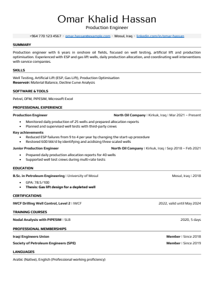 Sample CV in the Modern design